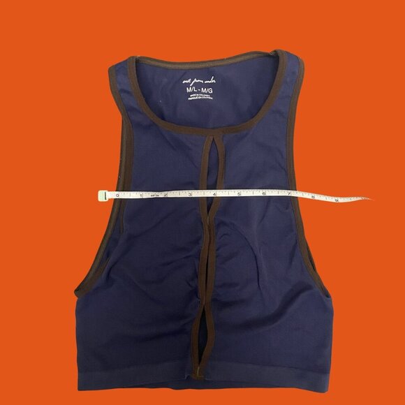 ✨ Out From Under Navy & Brown Trim Mesh Detail Cropped Tank (M/L) - Picture 3 of 6